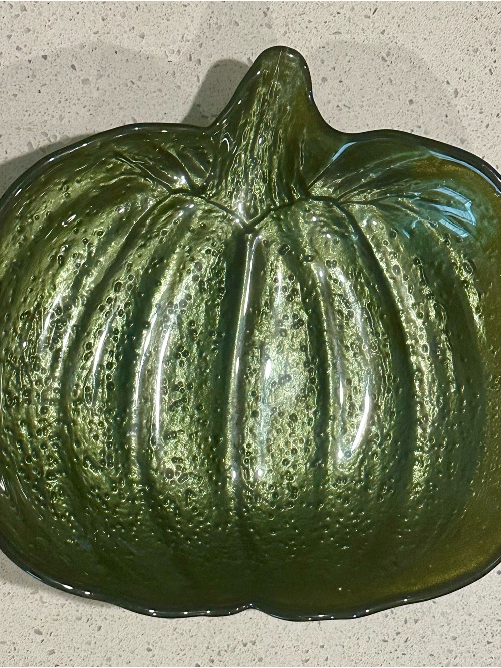 Green Glass Pumpkin Decorative Dish